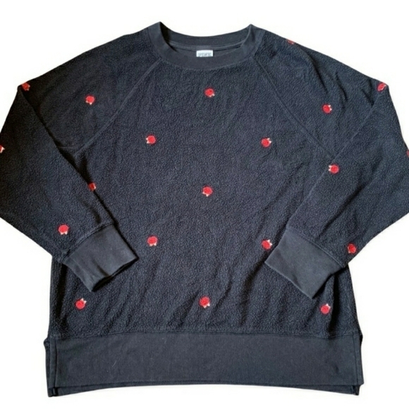 Victoria's Secret Pink Fuzzy Knit Crew Neck Roses Embroidered Pullover Size L - Picture 2 of 13